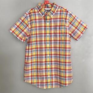 Janie and Jack Boys Button Down Short Sleeves Plaid Shirt Size 14 NWT